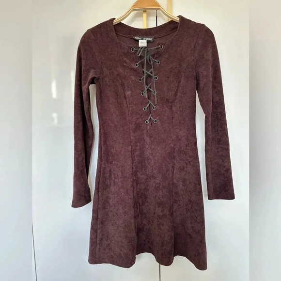 Betsey Johnson Dresses & Skirts - Betsey Johnson vintage faux  suede brown dress size small